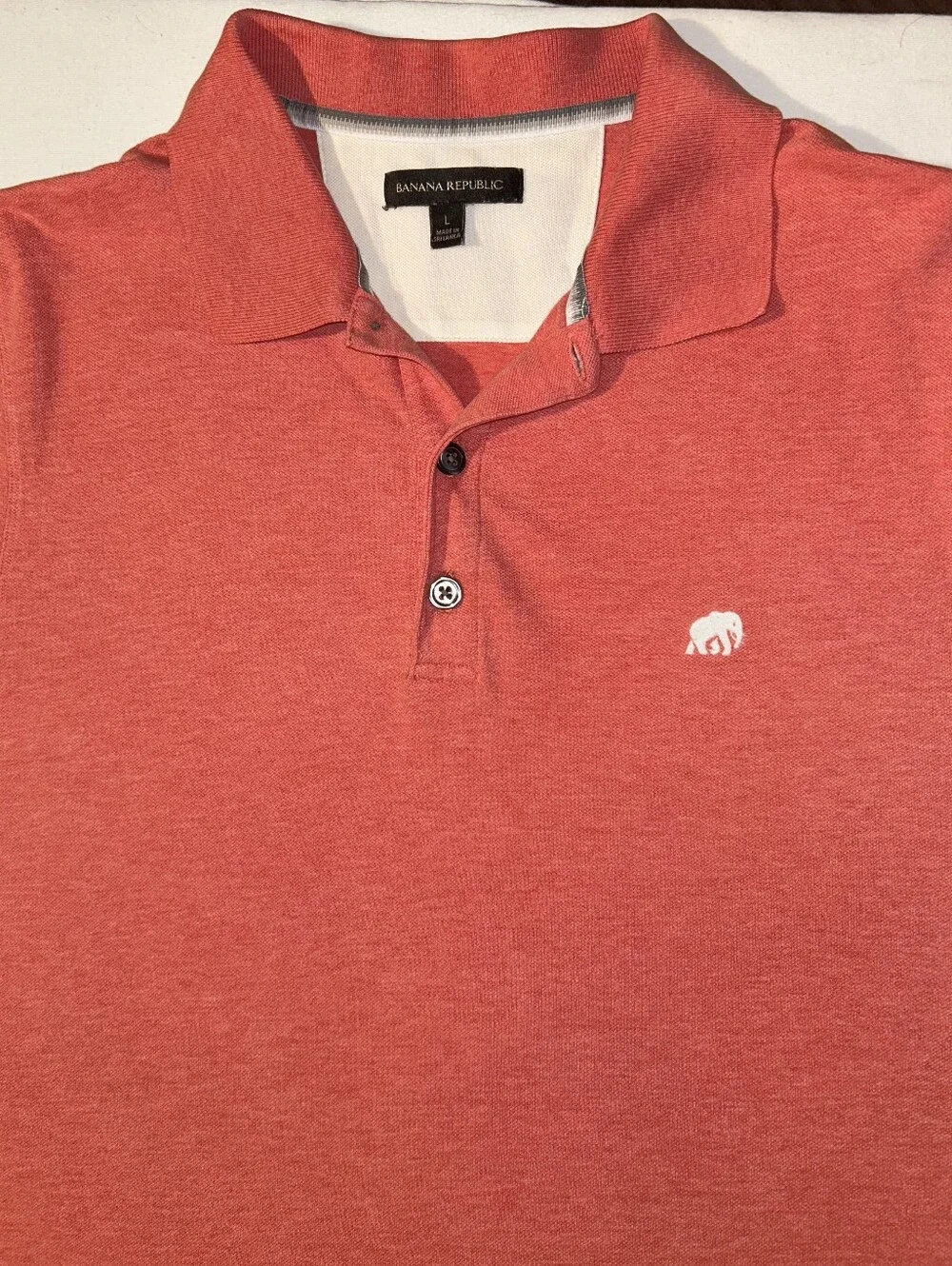 Banana Republic Men’s Red/Orange Polo with Elephant Logo Size L